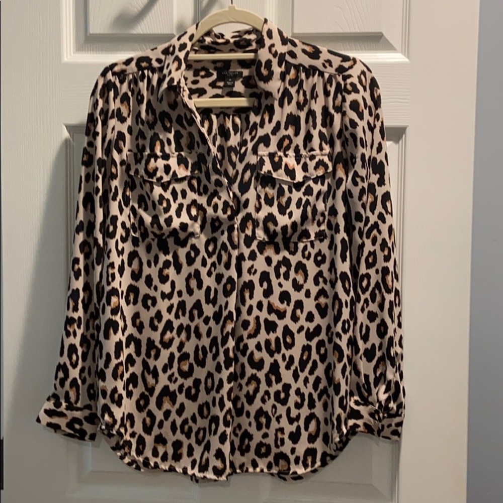 Ann Taylor Leopard Print Camp Blouse